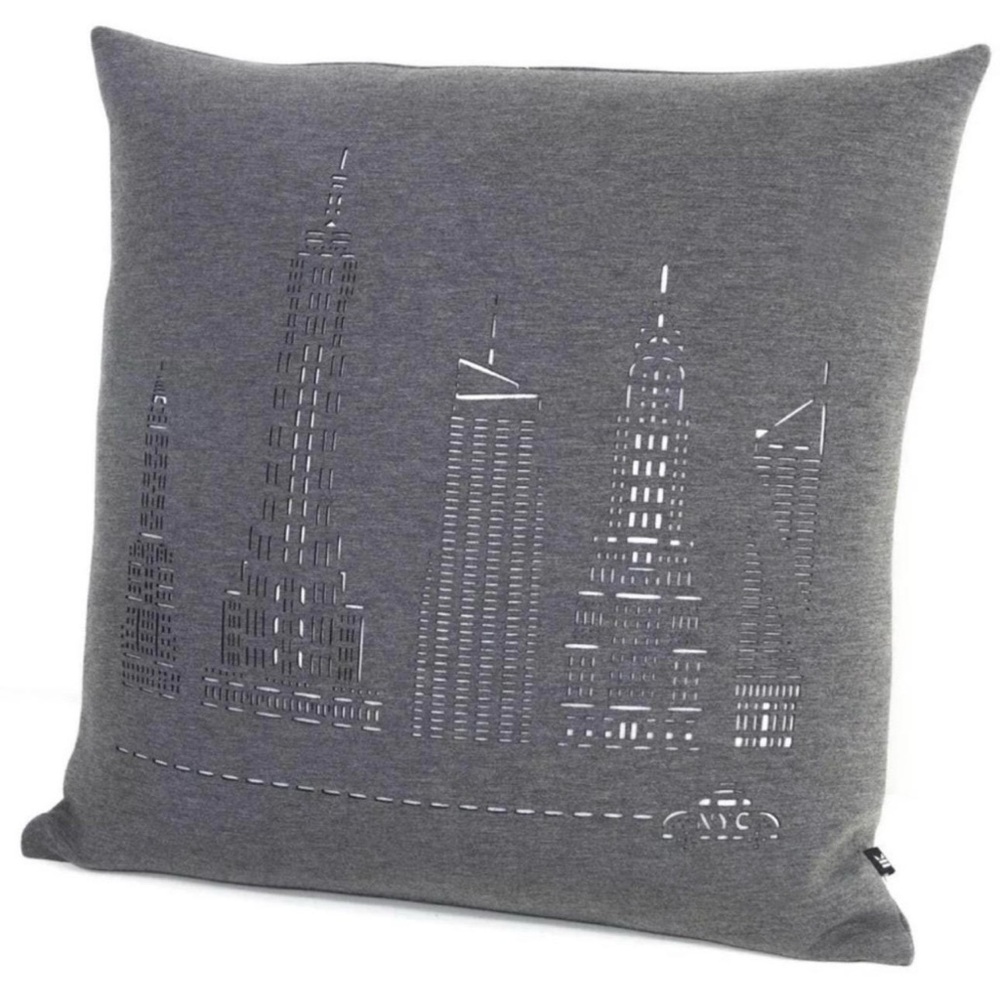 Hudson and Kings NYC Skyscraper Laser Cut Out Cushion Cover in Charcoal Grey